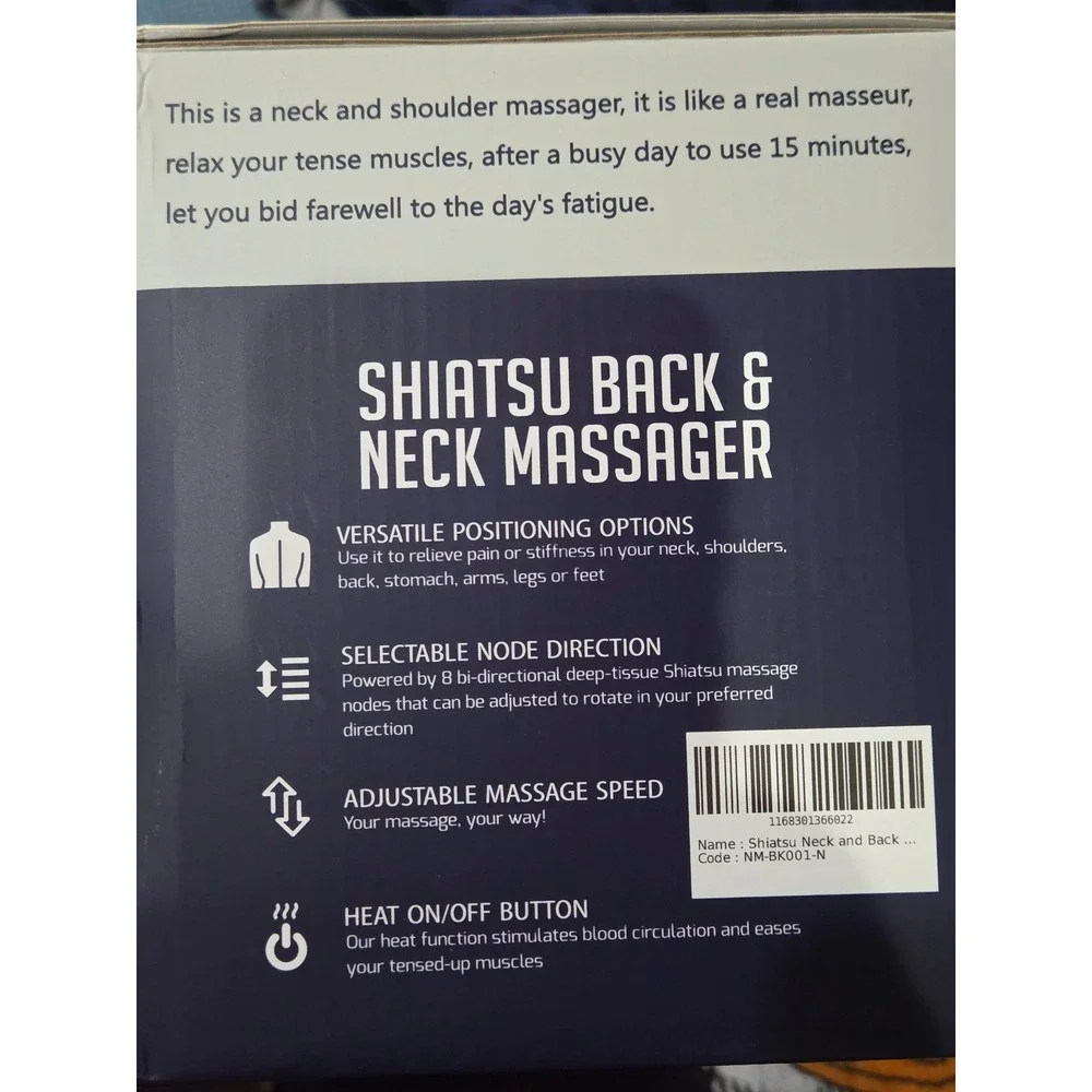 Daily Life Shiatsu Back and Neck Massager Heat 8 Nodes ZC-3002 Black PU Leather - Picture 6 of 6